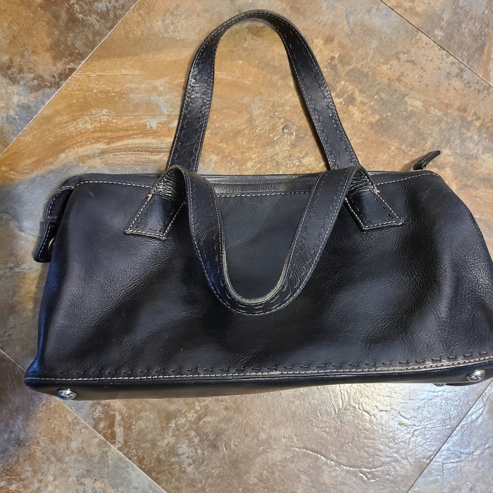 Fossil** black leather satchel